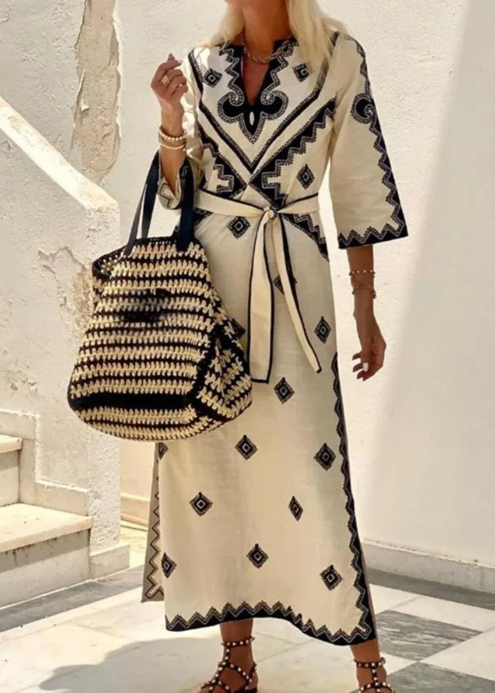 Vestido Longo Retro Manga 3/4 Melinda