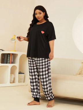 Pijama Feminino Plus Size Camiseta Manga Curta e Calça Letícia